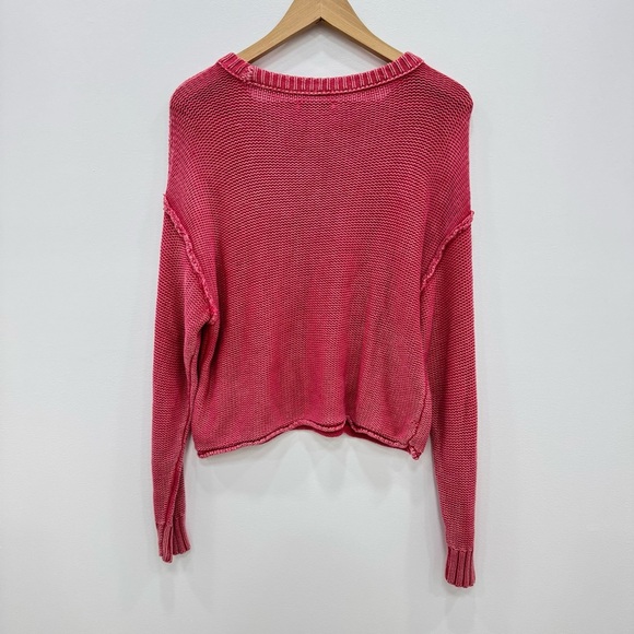 American Eagle Boxy Cropped Fit Sweater Blush Pink beach knit Sz Medium - Picture 2 of 4